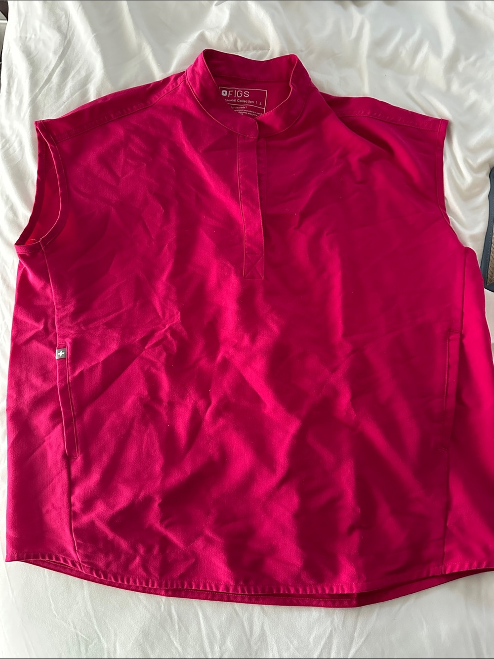 Figs Sleeveless Mock Collar Top - Hot Pink